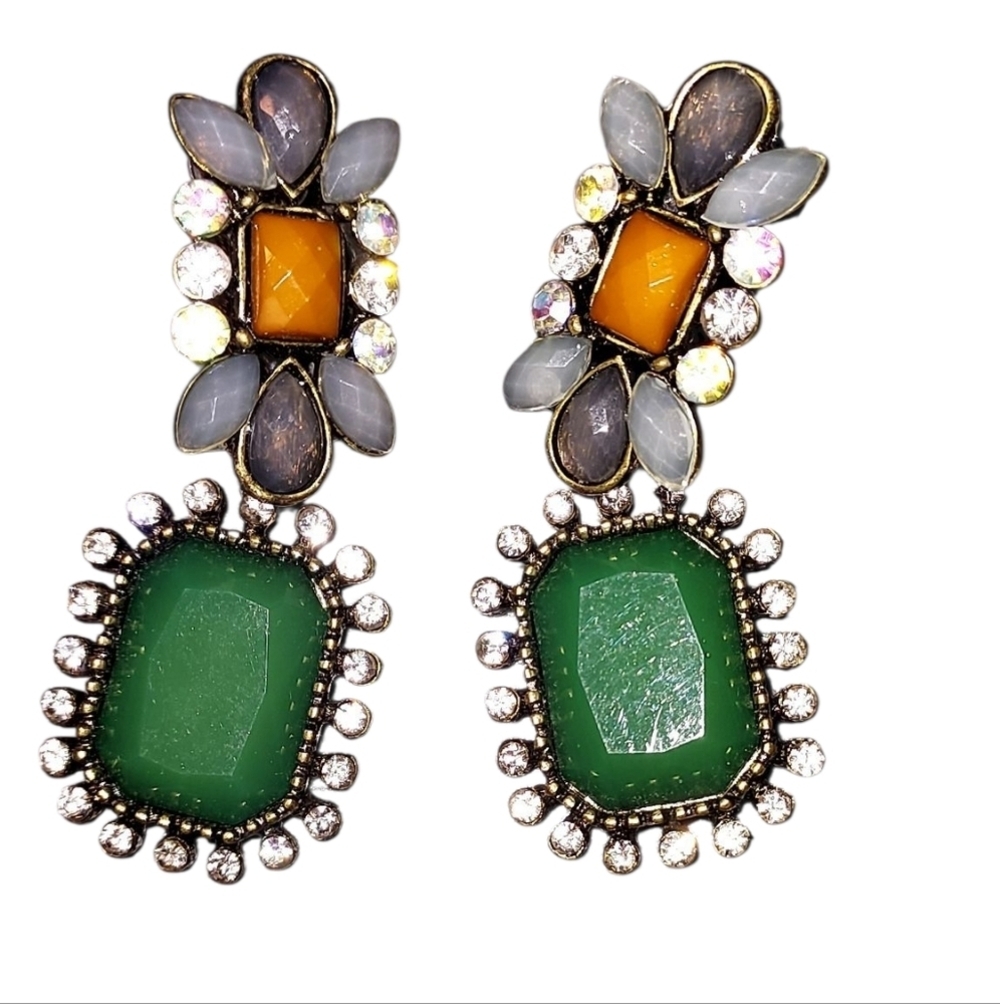 JEWEL FEATHER EARRINGS